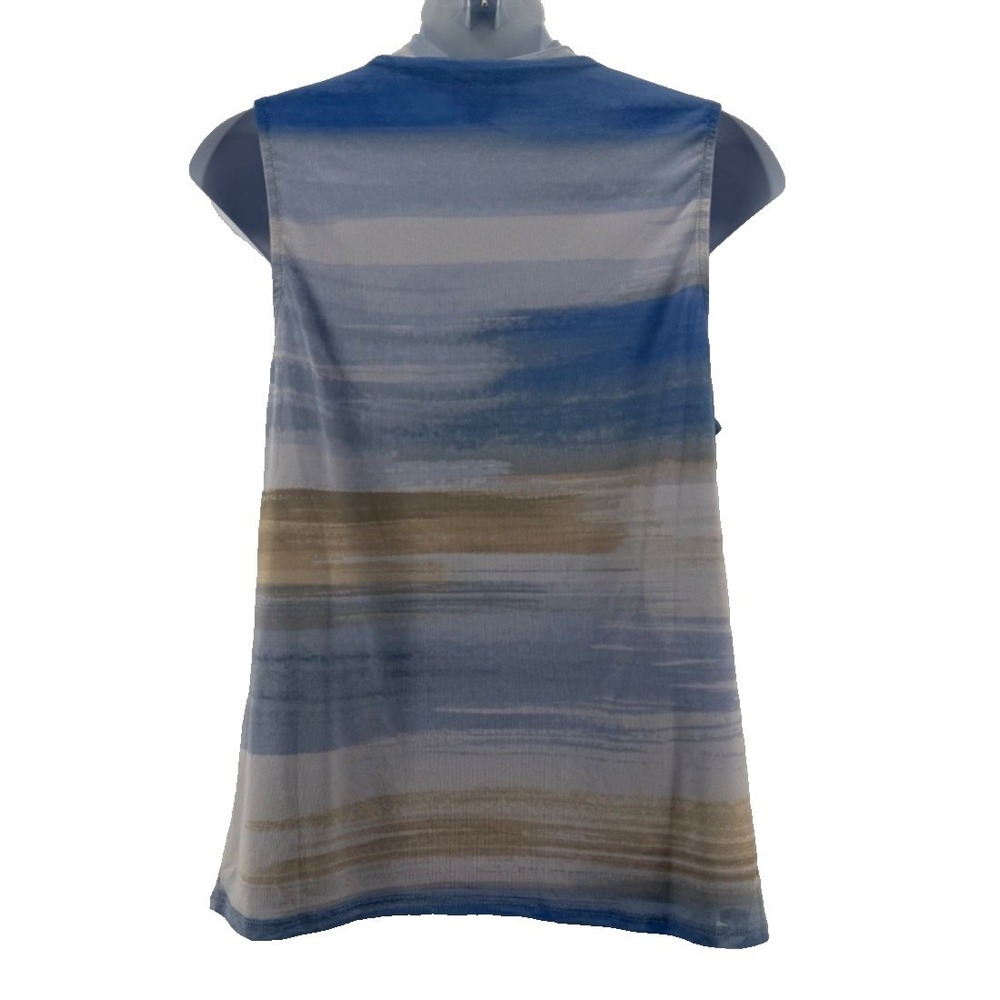 Halogen Cowl Neck Blouse Medium Womens Blue Beige Ombre Sleeveless Top - Picture 2 of 10
